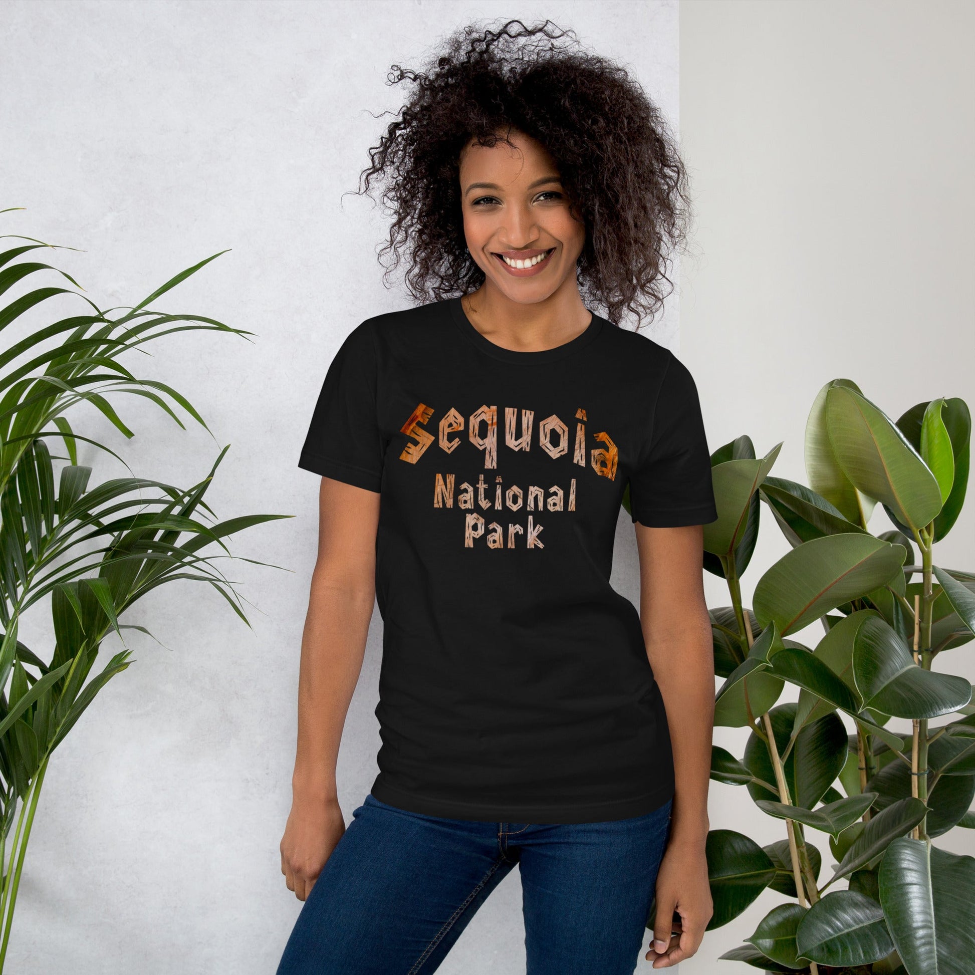 Sequoia National Park wood grain text t-shirt alternate apparel color or product angle