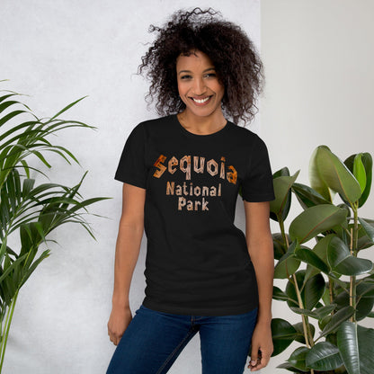 Sequoia National Park wood grain text t-shirt alternate apparel color or product angle
