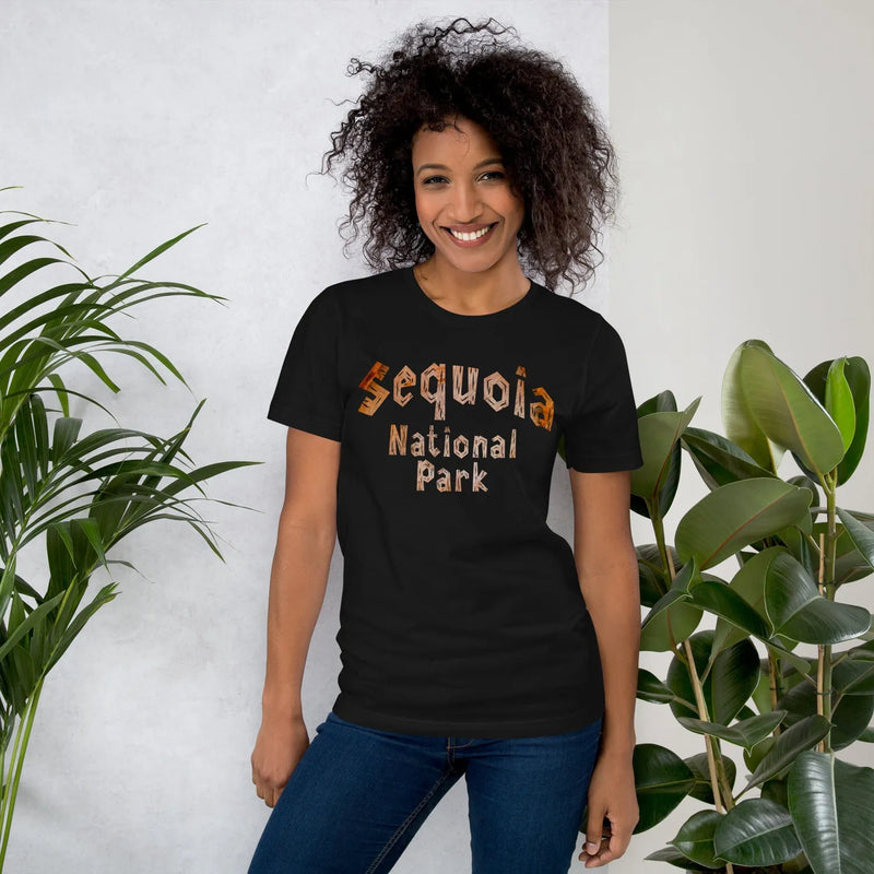 Sequoia National Park wood grain text t-shirt alternate apparel color or product angle