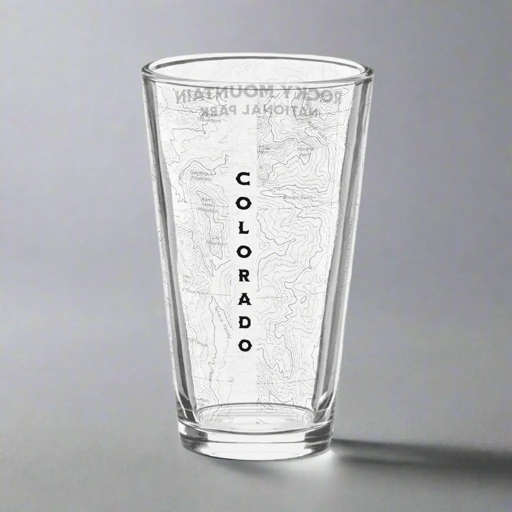 Rocky Mountain National Park Topographic Pint Glass USGS Map Park Service Apparel