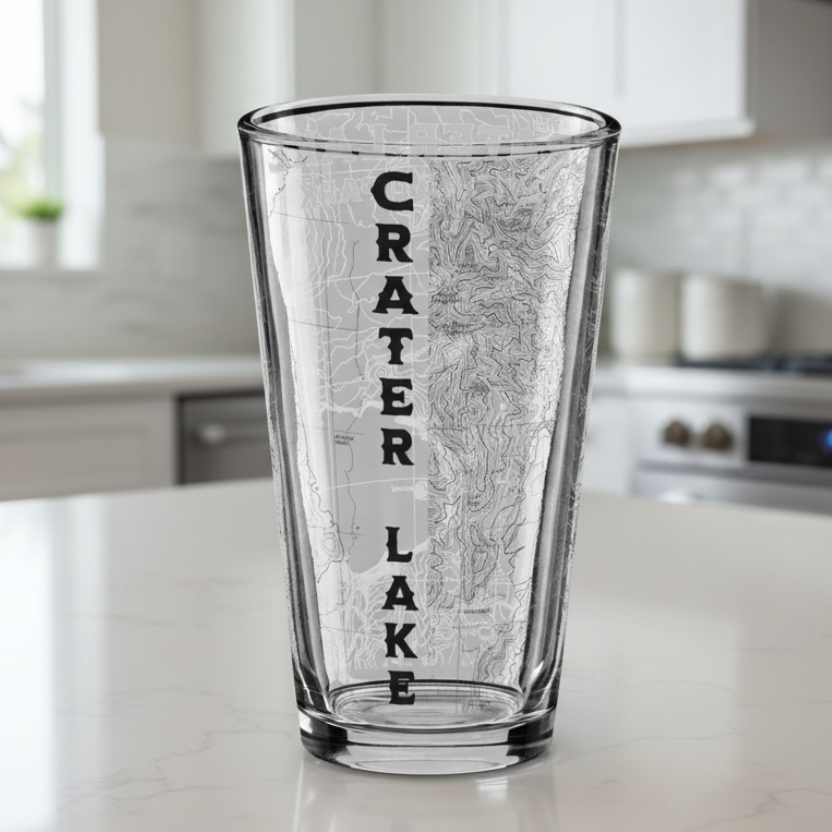 Crater Lake National Park Topographic Pint Glass