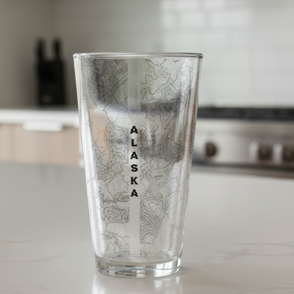 Denali National Park Topographic Pint Beer Glass