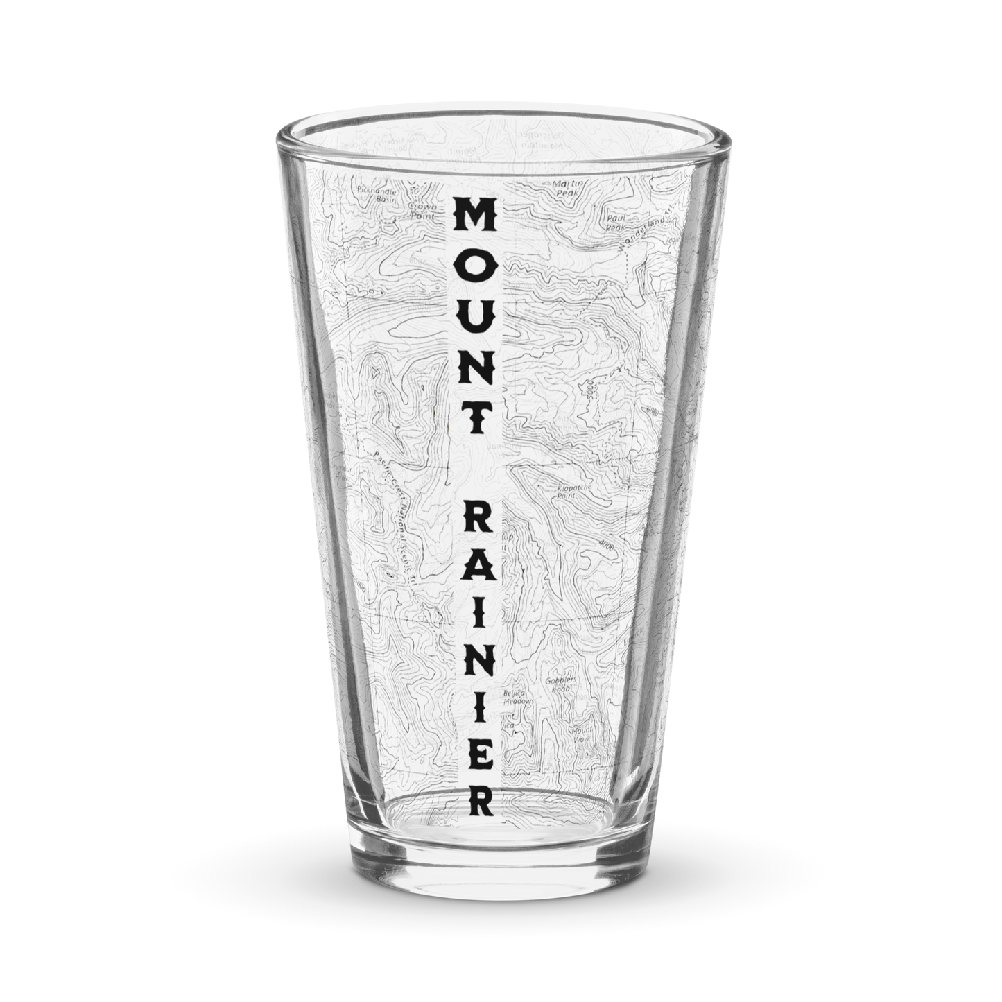 Mount Rainier Topographic Pint Glass