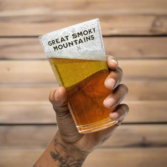 Smoky Mountain National Park Topographic Pint Glass Appalachian Trail Park Service Apparel