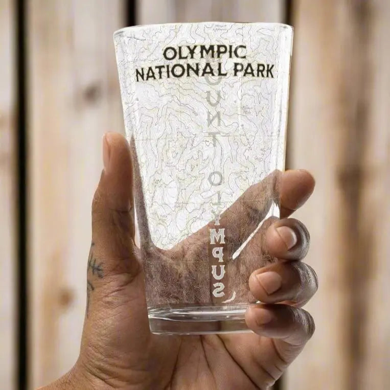 Olympic National Park Topographic Pint Glass Real USGS Topo Map Park Service Apparel