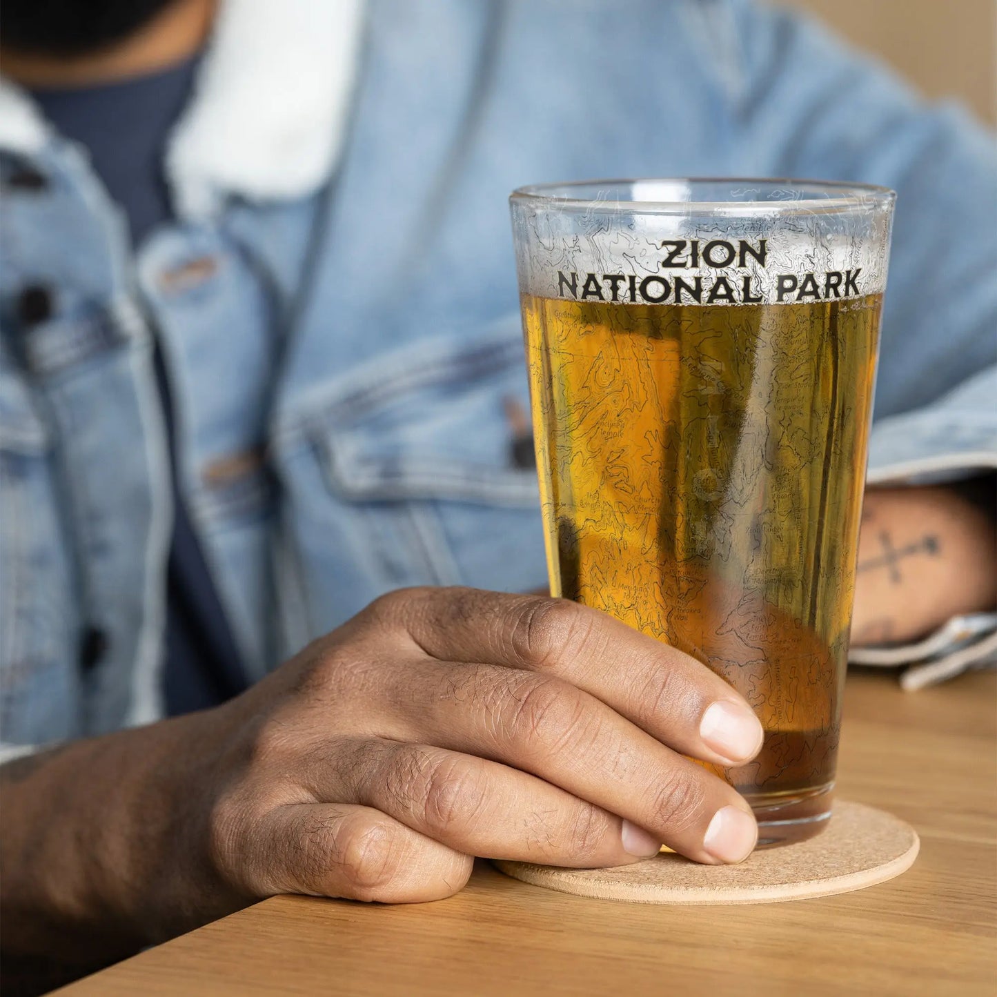 Zion National Park Topographic Pint Glass 16oz Park Service Apparel