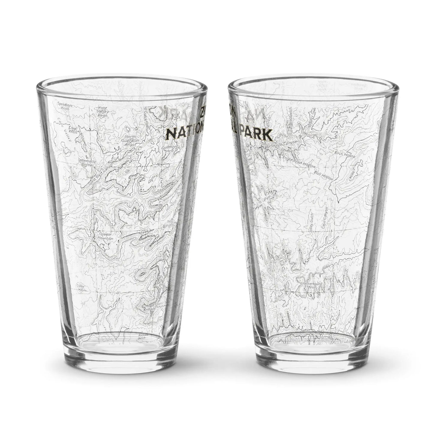 Zion National Park Topographic Pint Glass 16oz Park Service Apparel