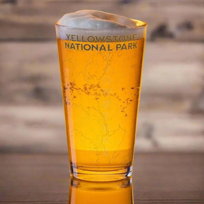 Yellowstone National Park Topographic Pint glass Drinkware Park Service Apparel Default Title