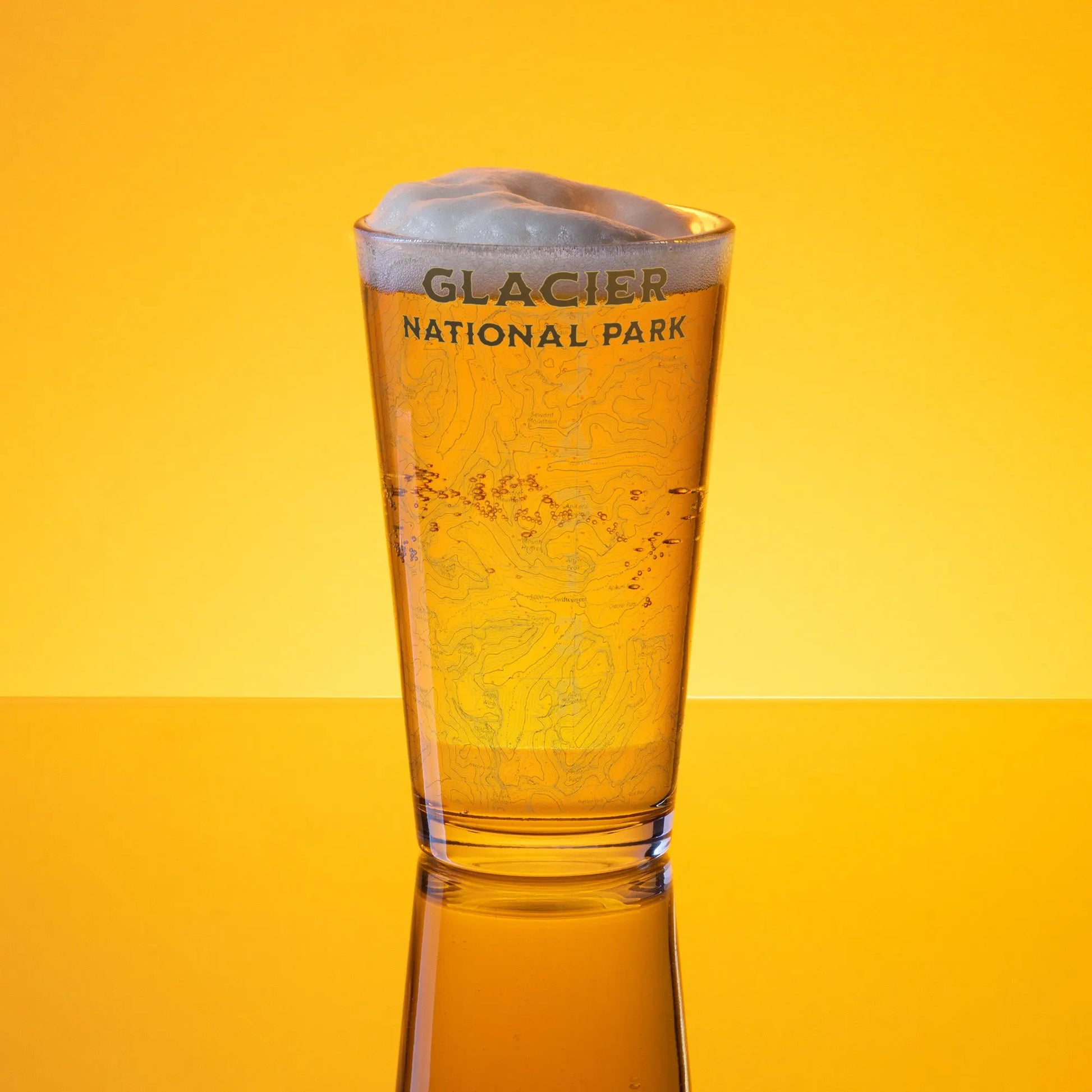 Glacier National Park Topographic Pint Glass Park Service Apparel