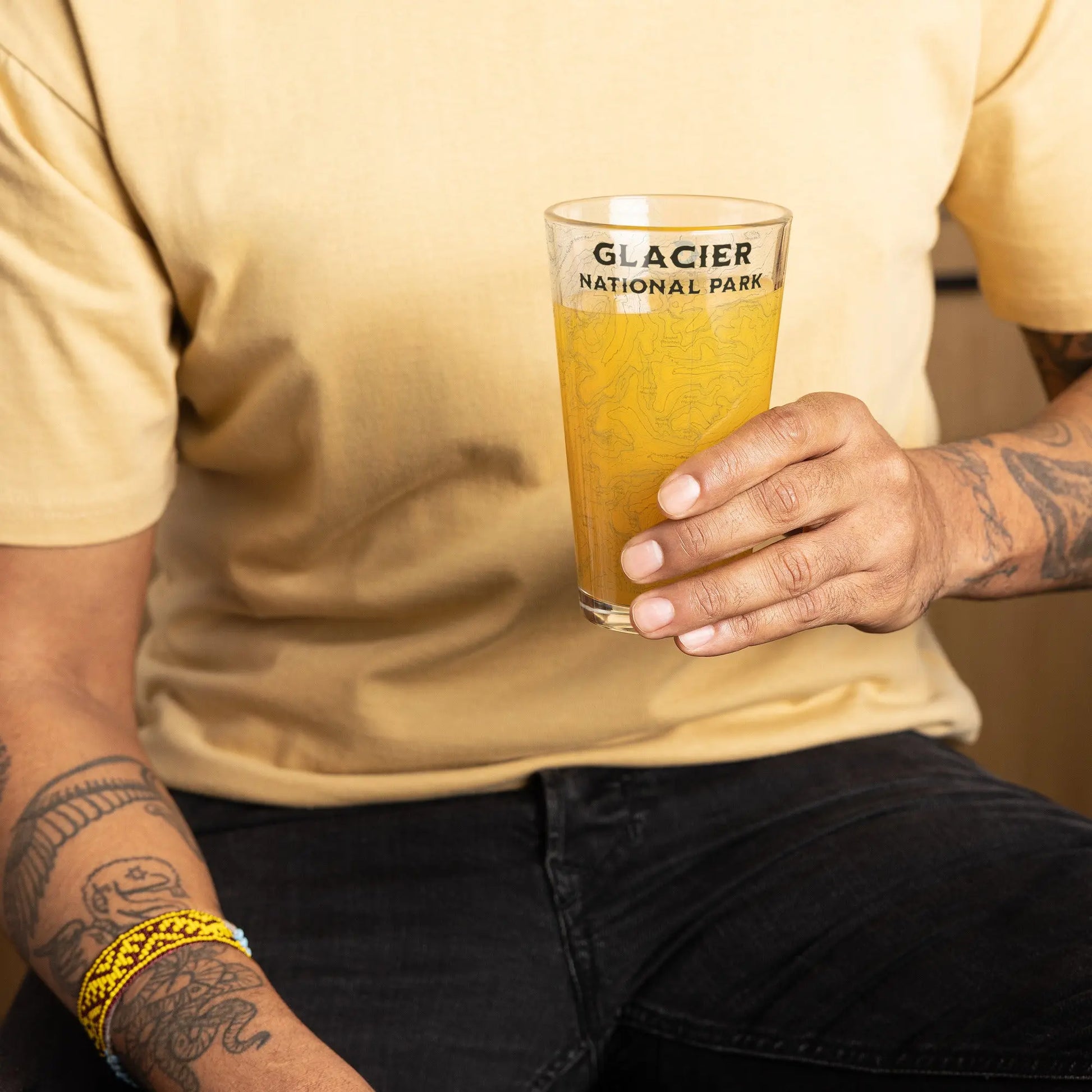 Glacier National Park Topographic Pint Glass Park Service Apparel