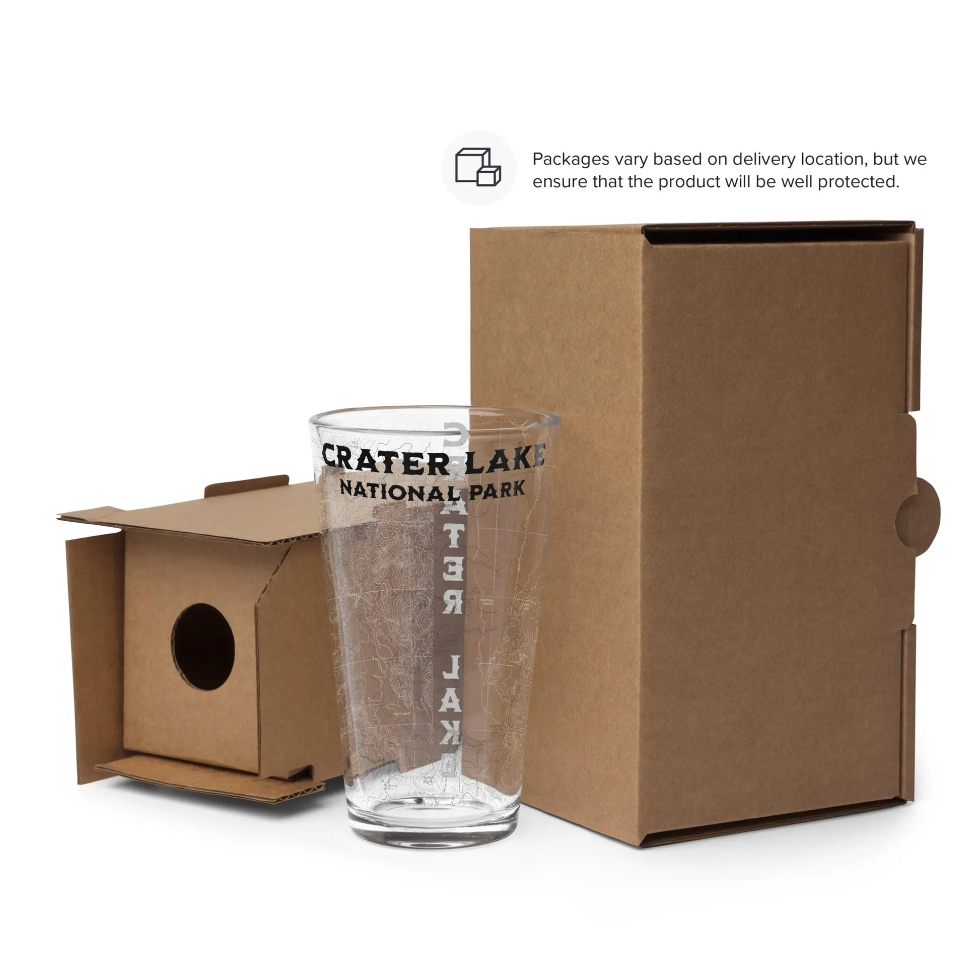 Crater Lake National Park Topographic Pint Glass USGS Topo Map PCT Drinkware Park Service Apparel