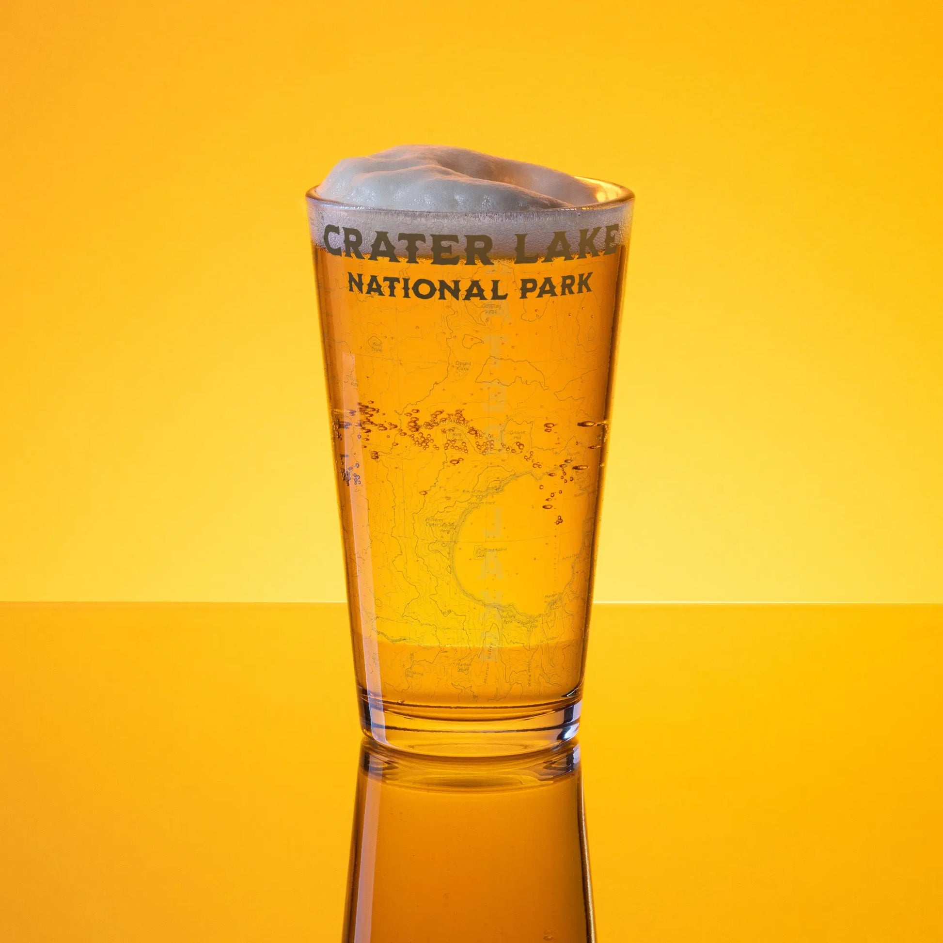 Crater Lake National Park Topographic Pint Glass USGS Topo Map PCT Drinkware Park Service Apparel