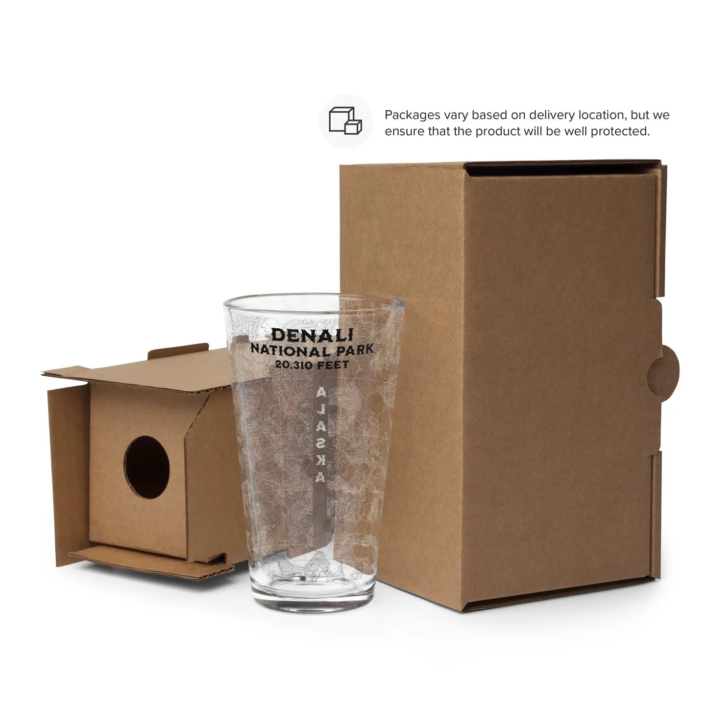 Denali National Park Topographic Pint Beer Glass Drinkware Park Service Apparel