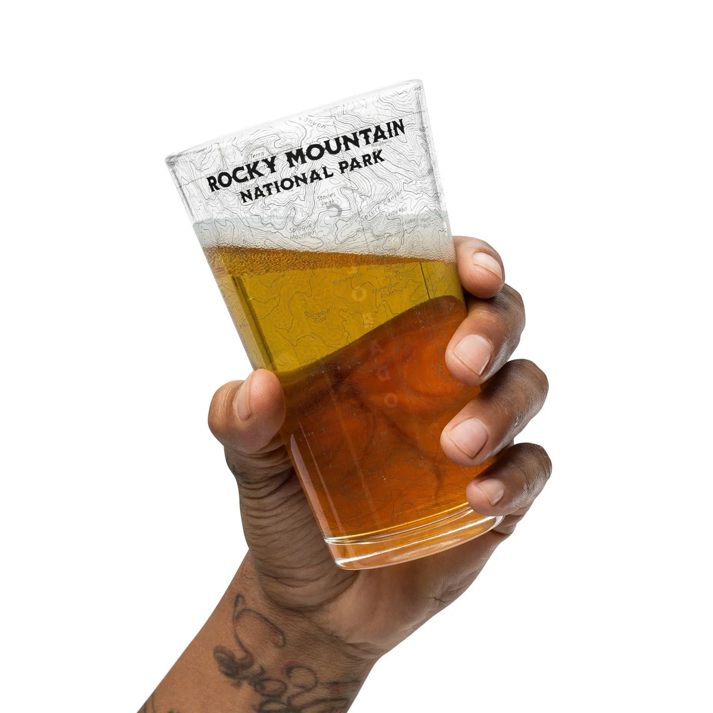 Rocky Mountain National Park Topographic Pint Glass USGS Map Park Service Apparel