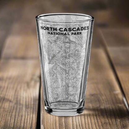 North Cascades National Park Topographic Pint Glass pint glass Park Service Apparel