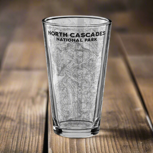 North Cascades National Park Topographic Pint Glass pint glass Park Service Apparel