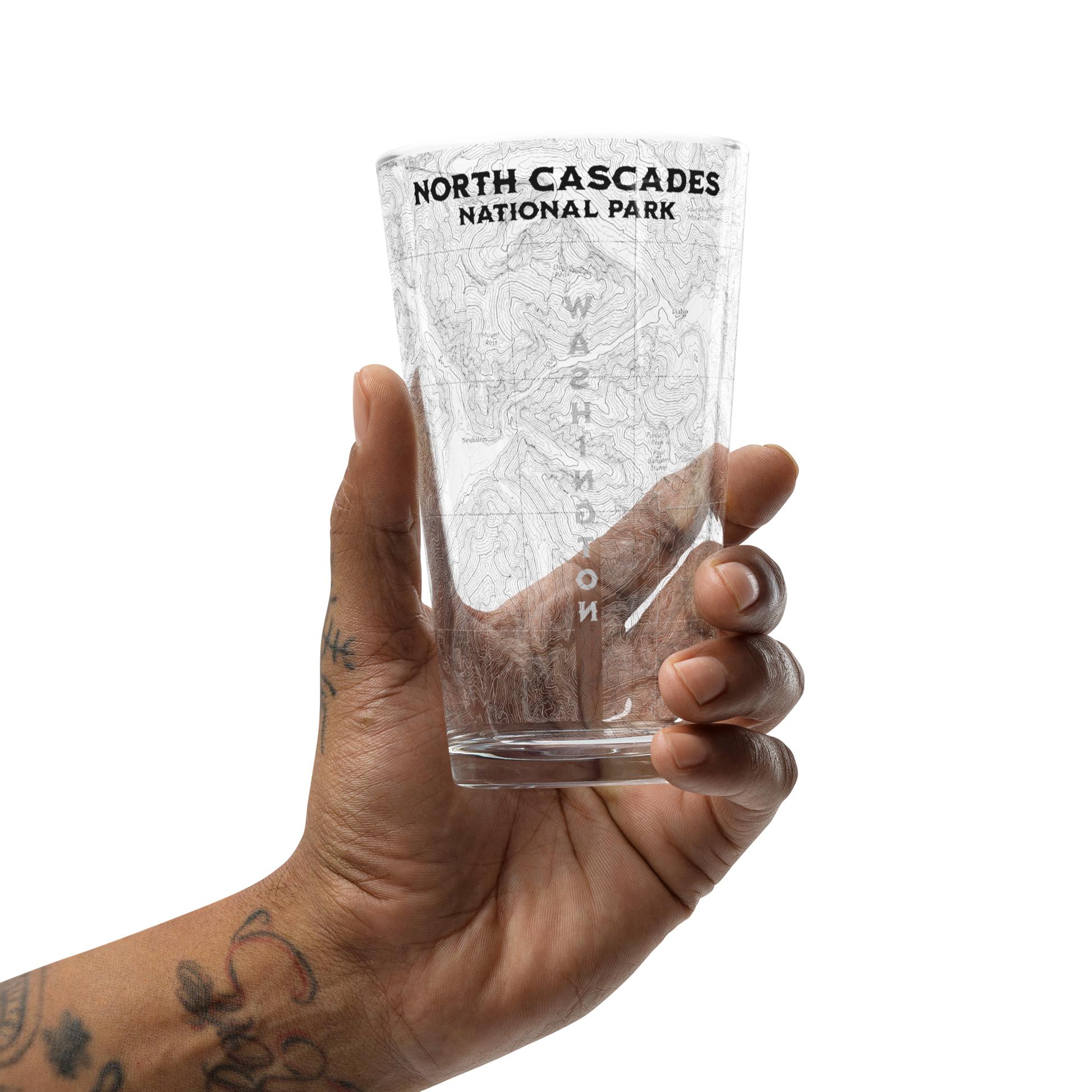North Cascades National Park Topographic Pint Glass pint glass Park Service Apparel
