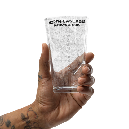 North Cascades National Park Topographic Pint Glass pint glass Park Service Apparel