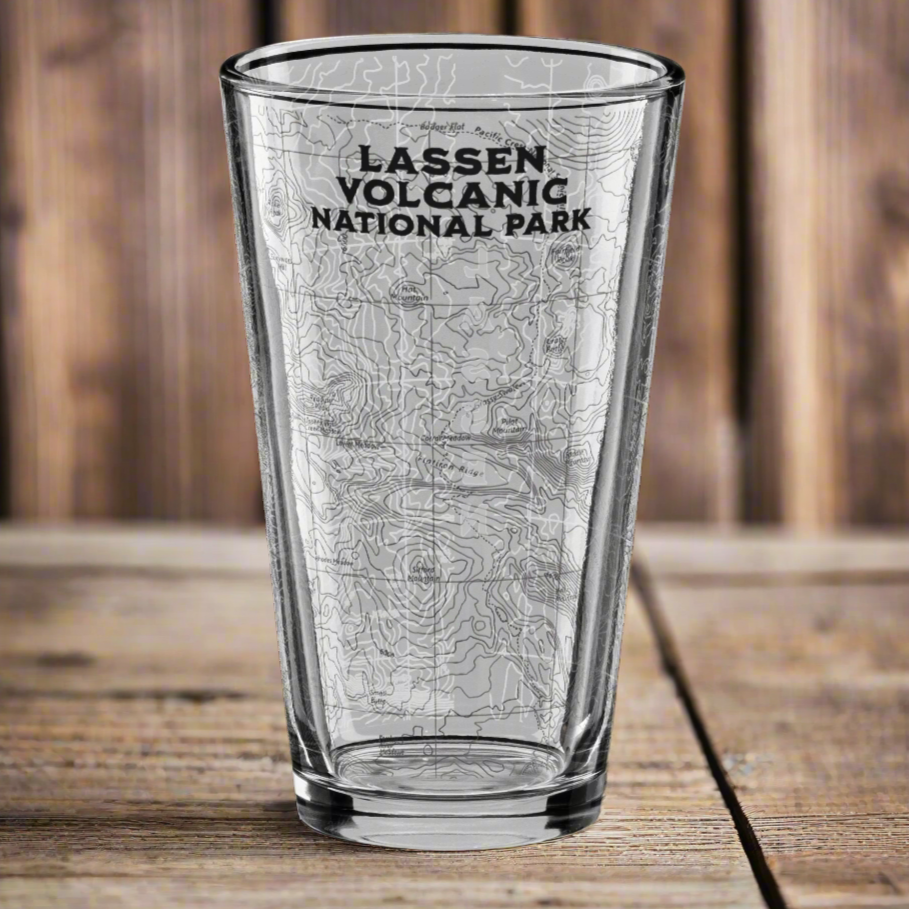 Lassen Volcanic National Park Topographic Pint Glass pint glass Park Service Apparel