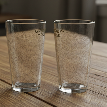 Great Smoky Mountains National Park Topographic Pint Glass