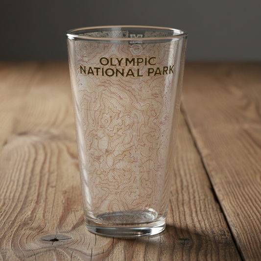 Olympic National Park Topographic Pint Glass Real USGS Topo Map
