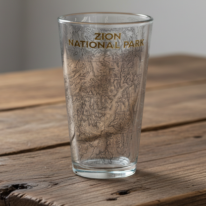 Zion National Park Topographic Pint Glass 16oz