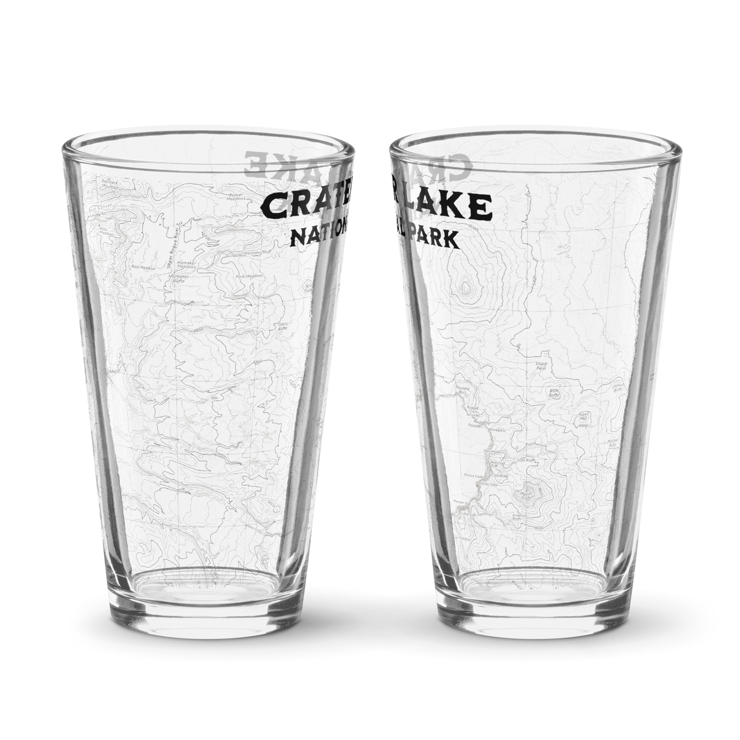 Crater Lake National Park Topographic Pint Glass