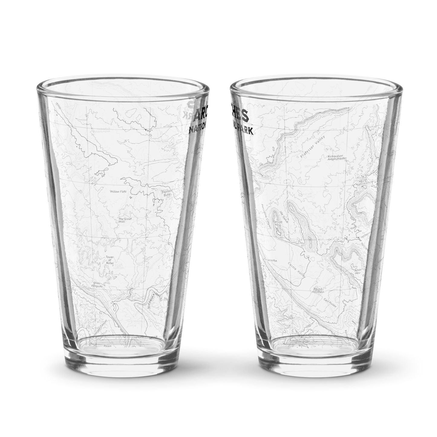 Arches National Park Topographic Pint Glass Moab Utah