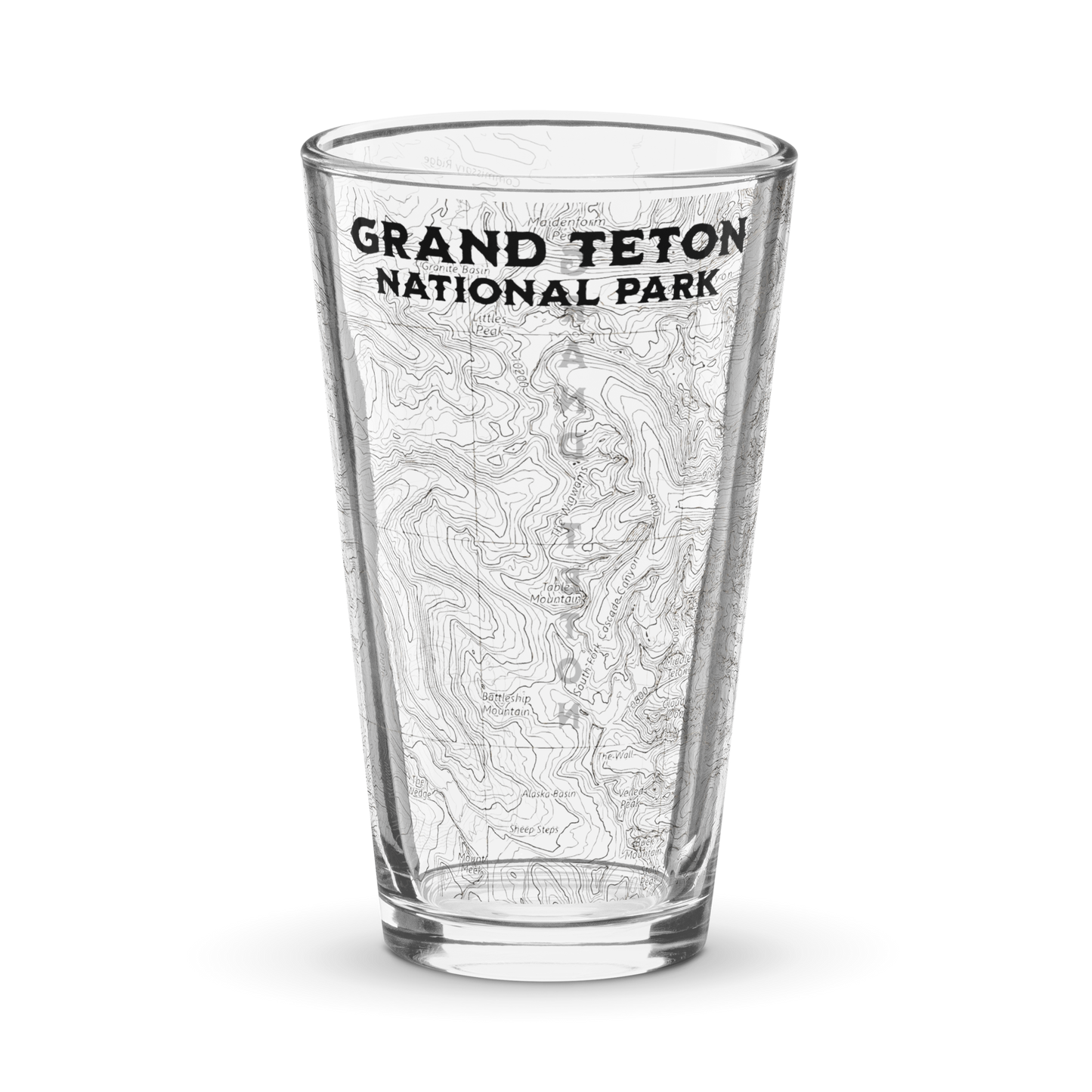 Grand Teton National Park Topographic Pint Glass