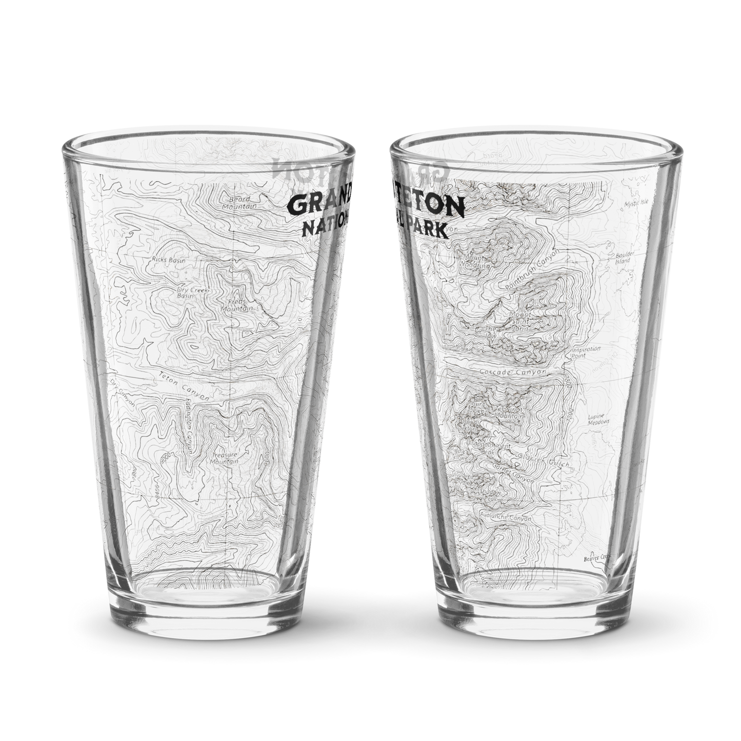 Grand Teton National Park Topographic Pint Glass