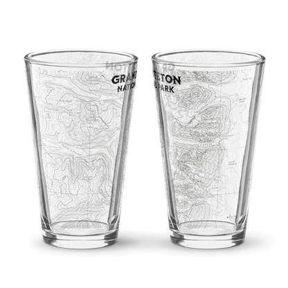 Grand Teton National Park Topographic Pint Glass