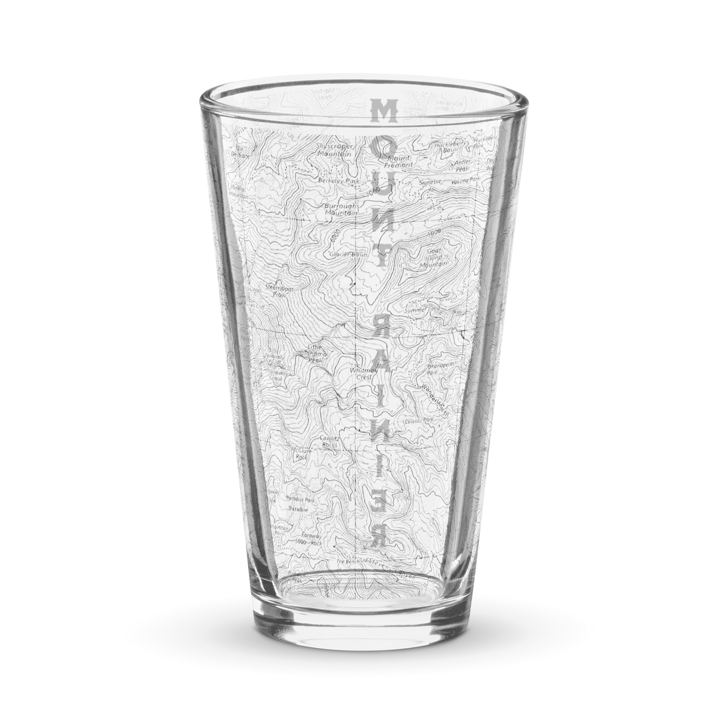 Mount Rainier Topographic Pint Glass