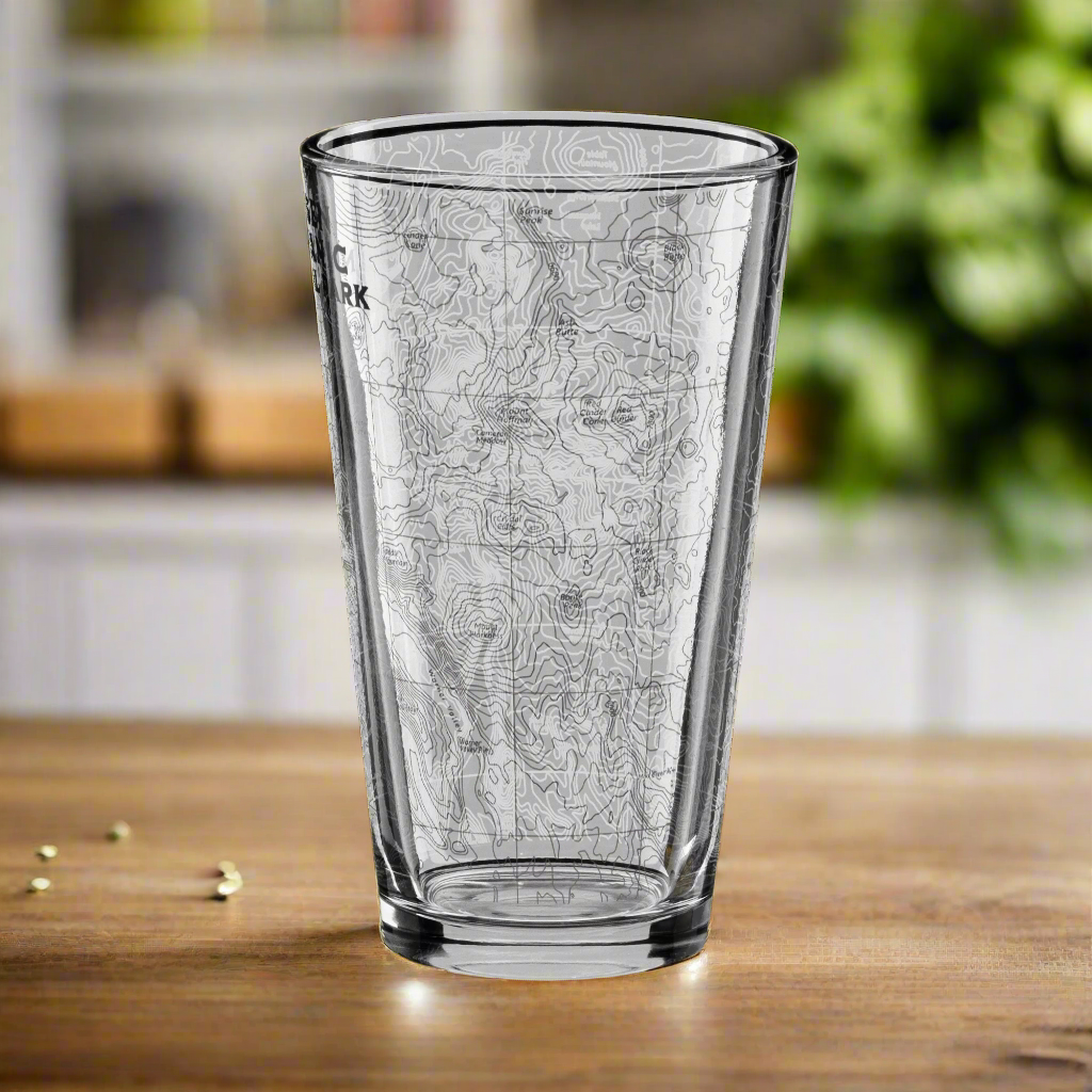 Lassen Volcanic National Park Topographic Pint Glass pint glass Park Service Apparel