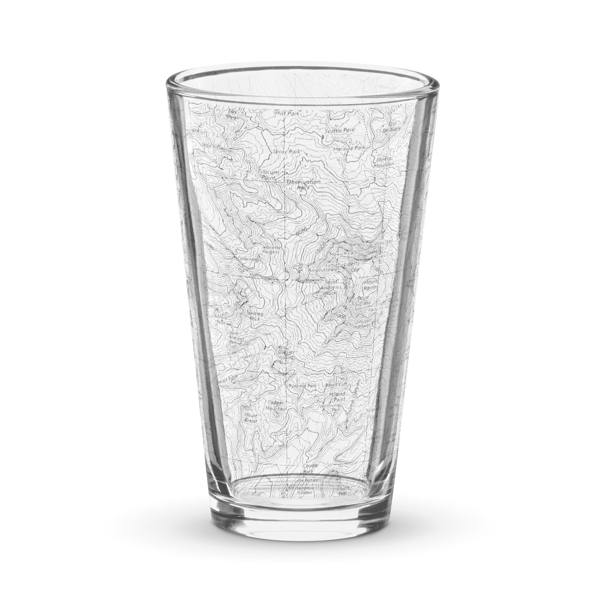Mount Rainier Topographic Pint Glass pint glass Park Service Apparel