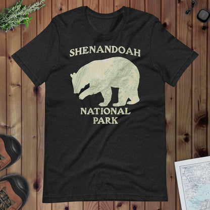 Shenandoah Bear national park topo t-shirt shown in lifestyle or modeled setting