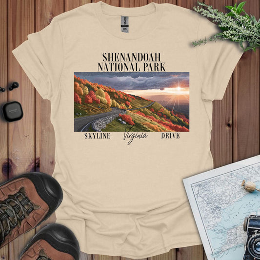 Shenandoah National Park Skyline Drive postcard graphic t-shirt primary product view