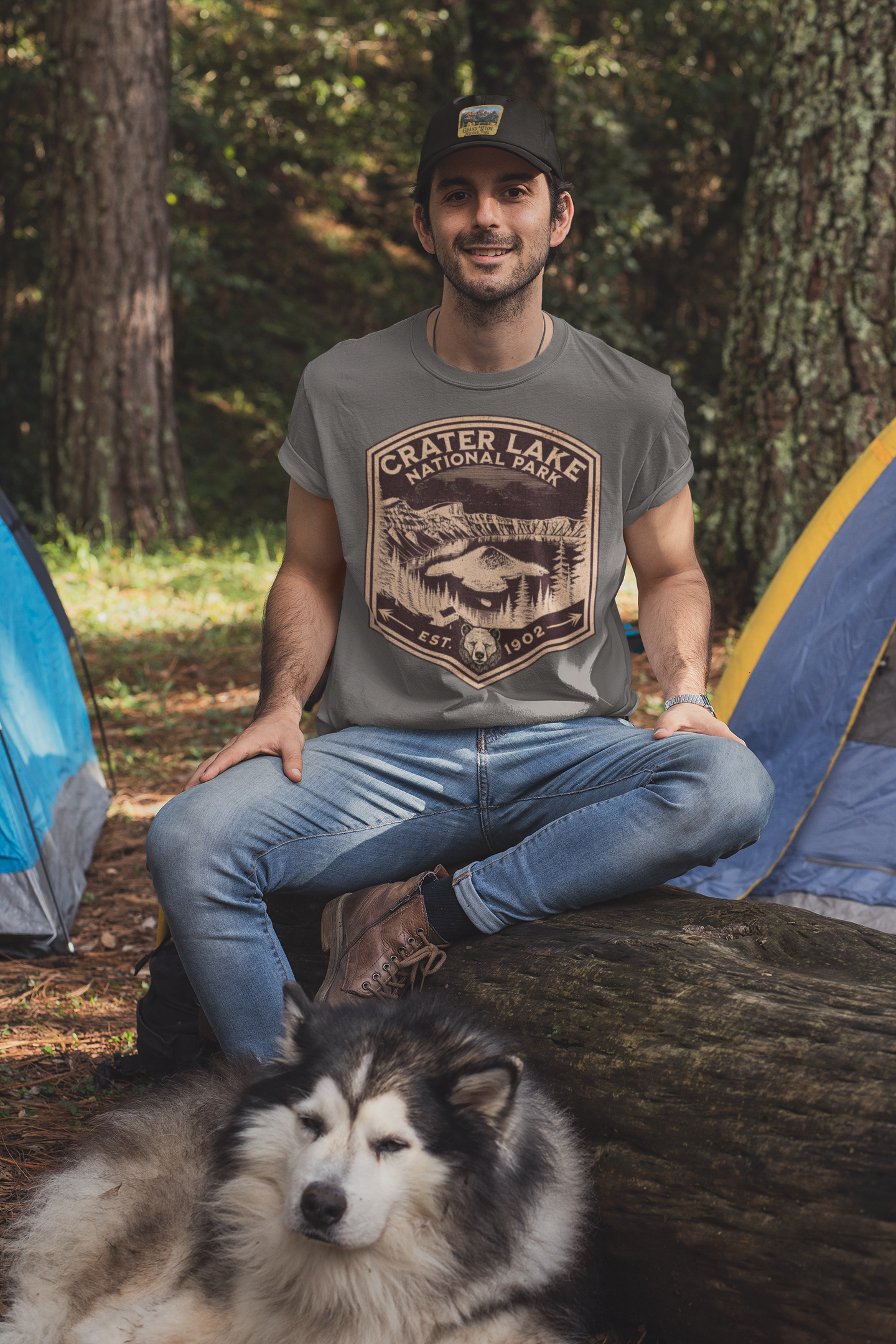 Crater Lake Shield Unisex T-Shirt T-Shirt Printify