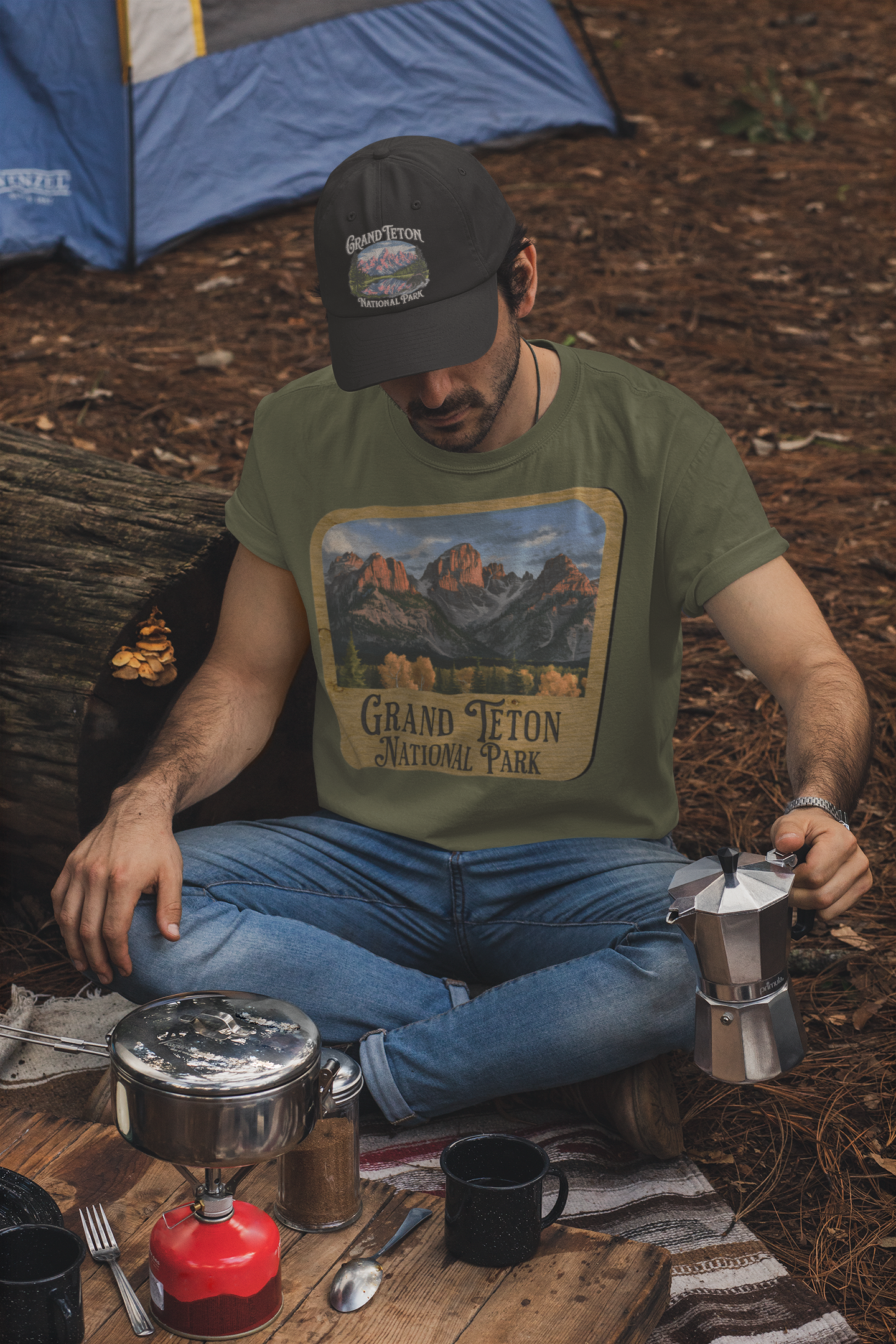 Grand Teton National Park Unisex Fit Soft T-Shirt Wood Sign T-Shirt Printify