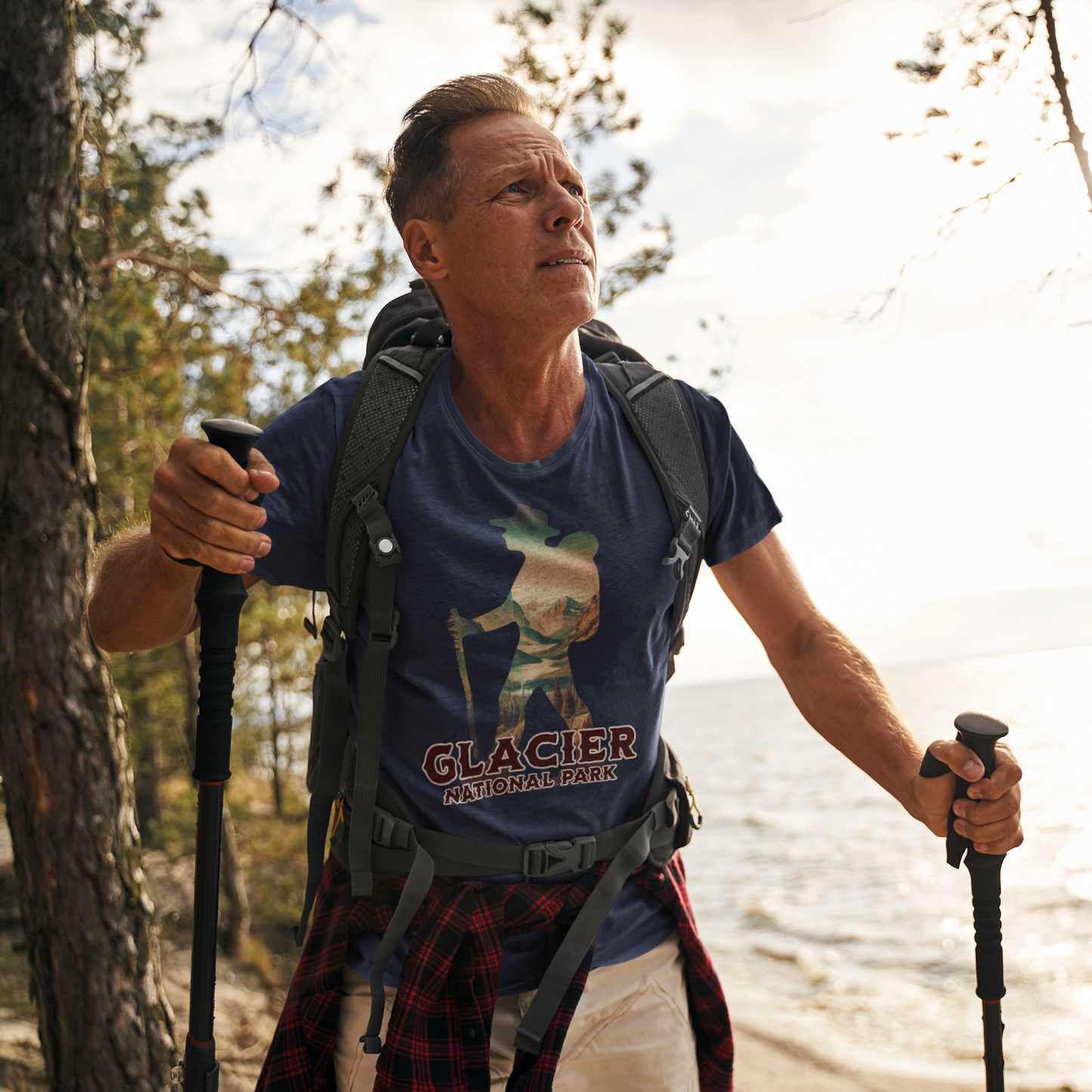 Glacier National Park Hiker Unisex T-Shirt T-Shirt Printify