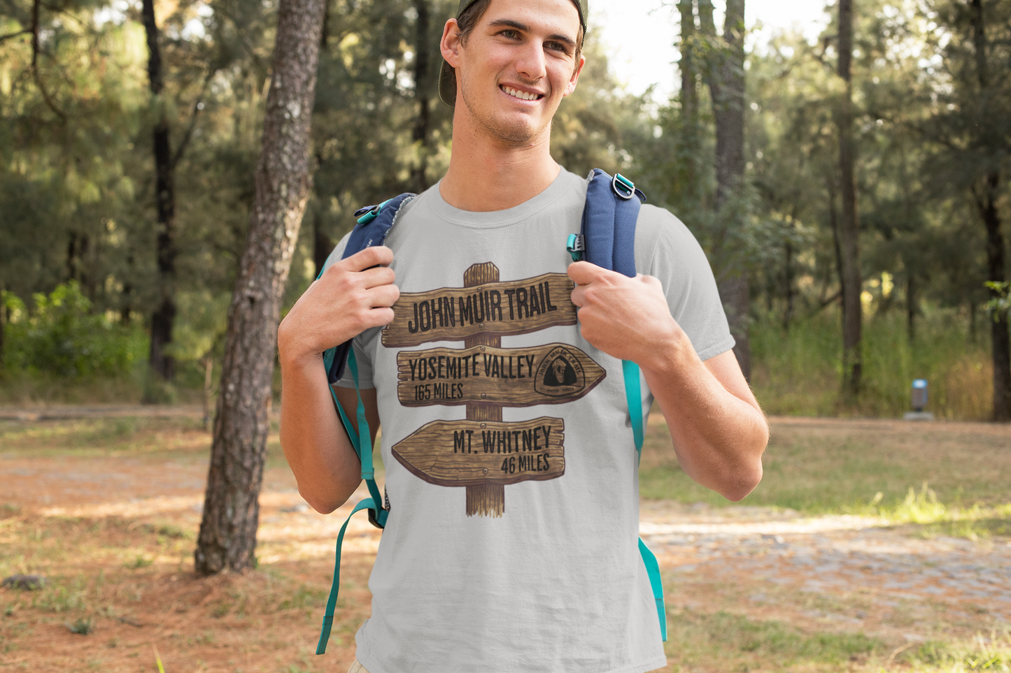 John Muir Trail Unisex T-Shirt Wood Sign 211 Miles T-Shirt Printify