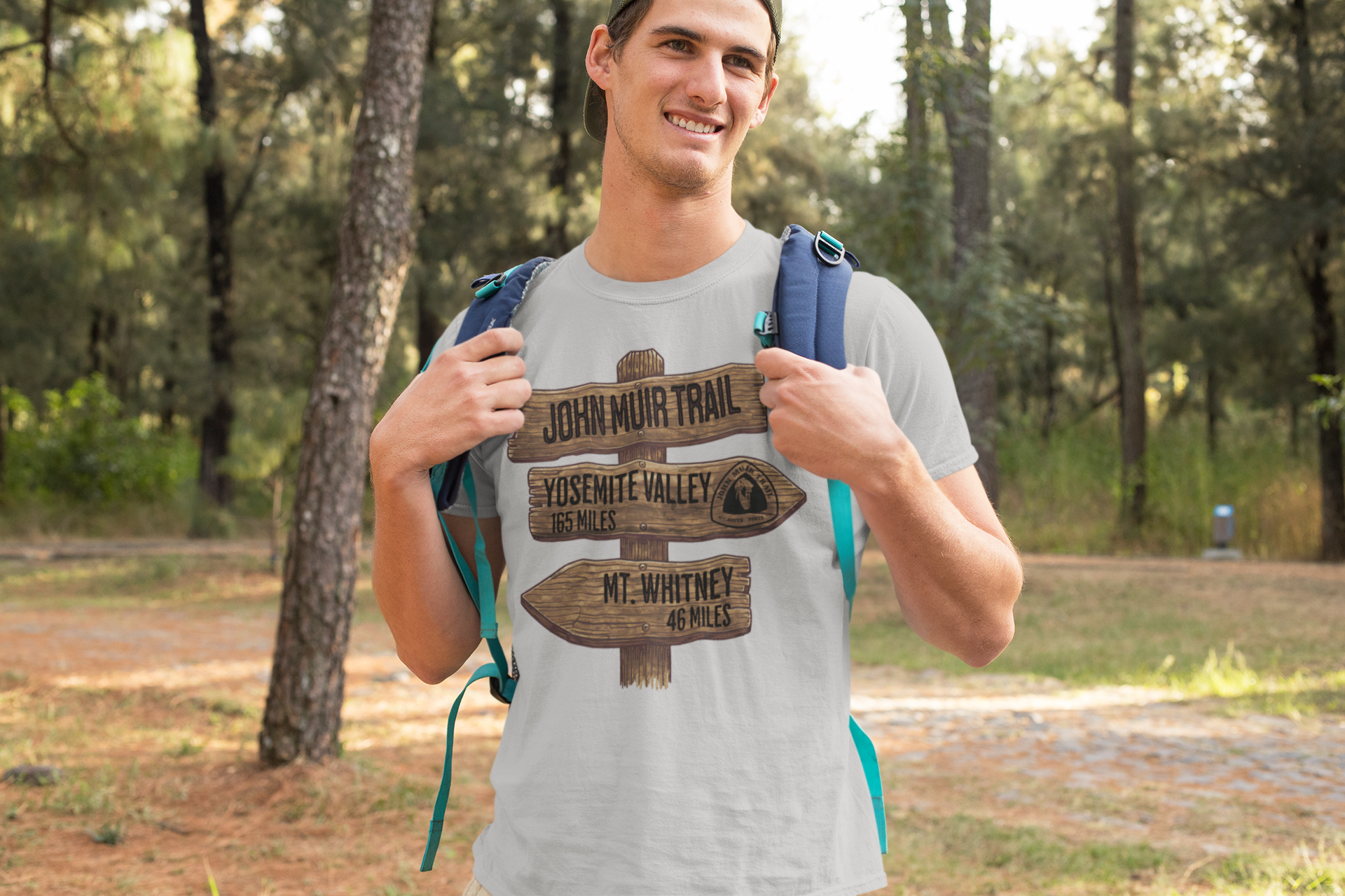 John Muir Trail Unisex T-Shirt Wood Sign 211 Miles T-Shirt Printify