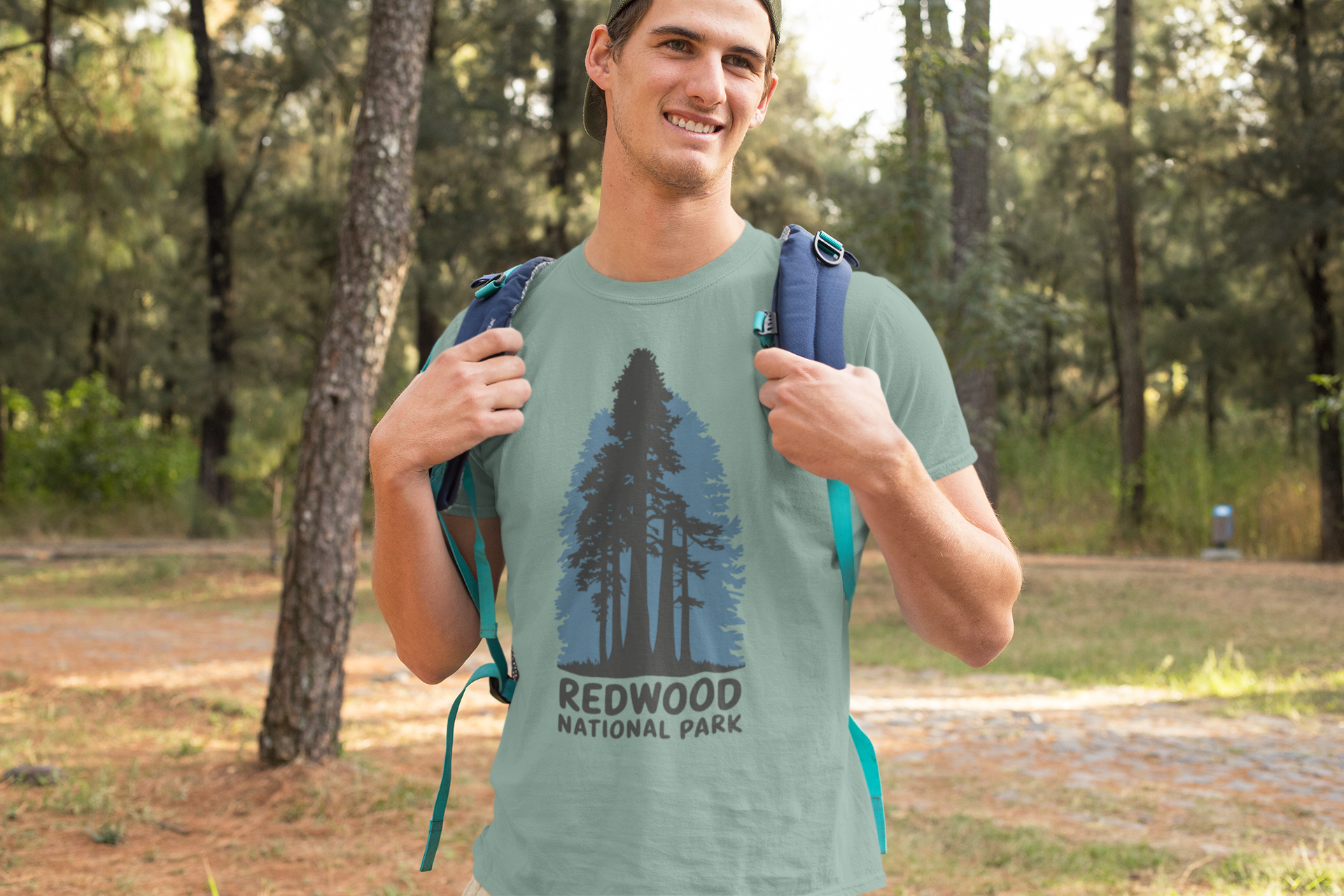 Redwood National Park Unisex T- Shirt Shaded Blue T-Shirt Printify