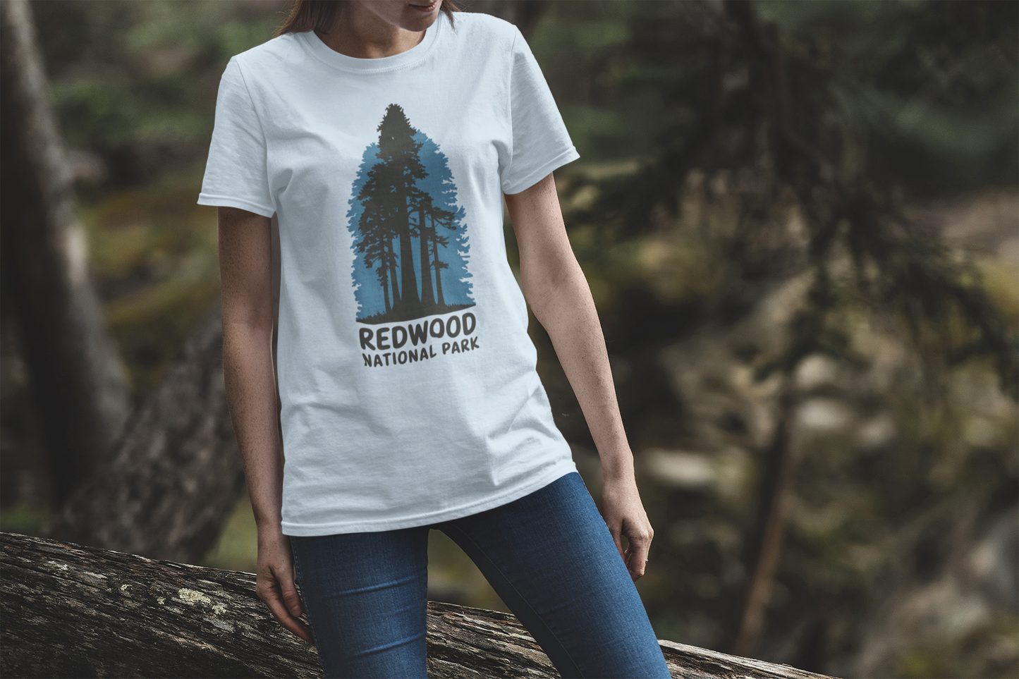 Redwood National Park Unisex T- Shirt Shaded Blue T-Shirt Printify