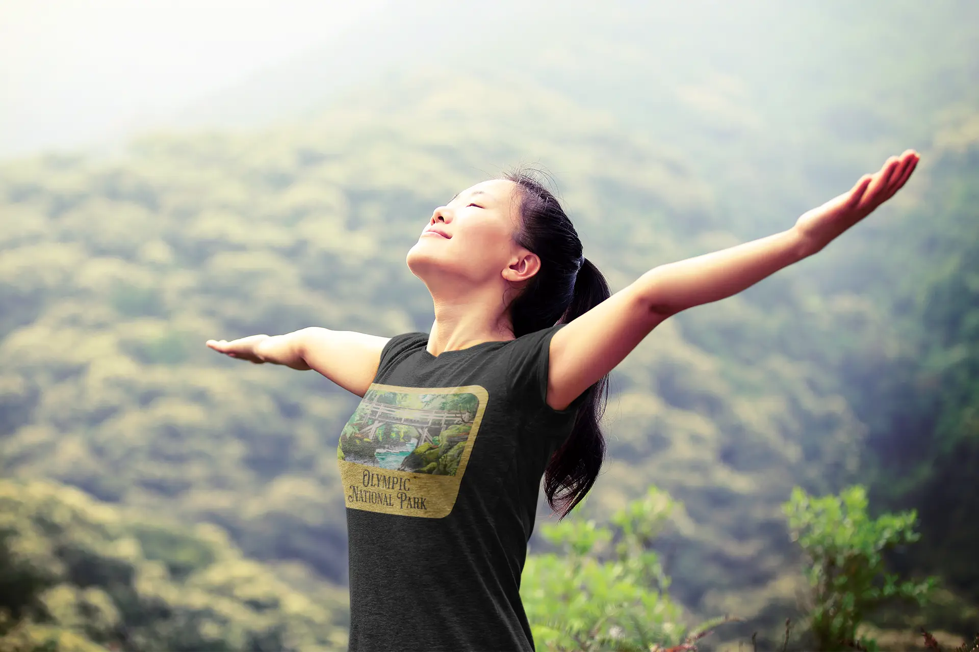Olympic National Park Unisex Fit Short Sleeve T-Shirt Wood Sign T-Shirt Printify