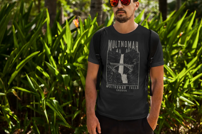 Multnomah Falls Oregon Unisex Fit Soft T-shirt T-Shirt Printify