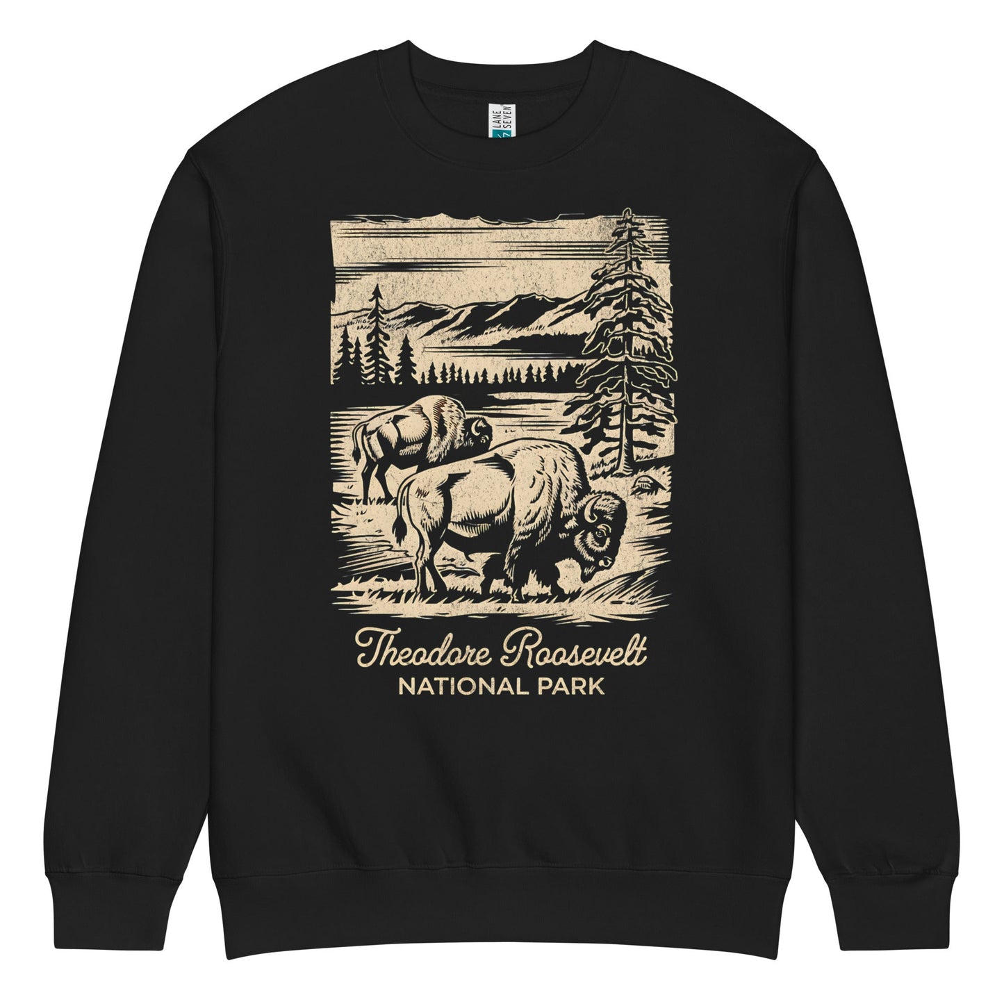 Theodore Roosevelt bison heavyweight fleece crewneck alternate apparel color or product angle
