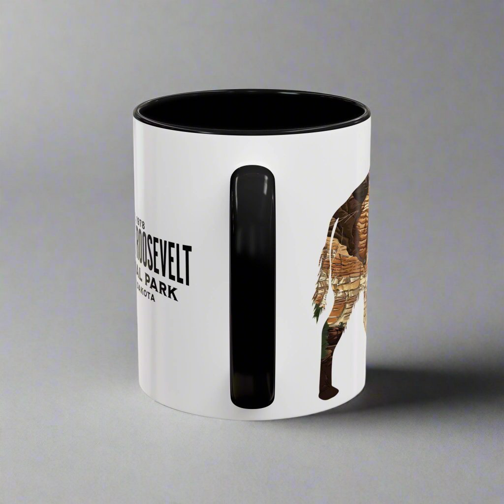 Theodore Roosevelt National Park North Dakota bison colored accent mug shown from alternate product angle