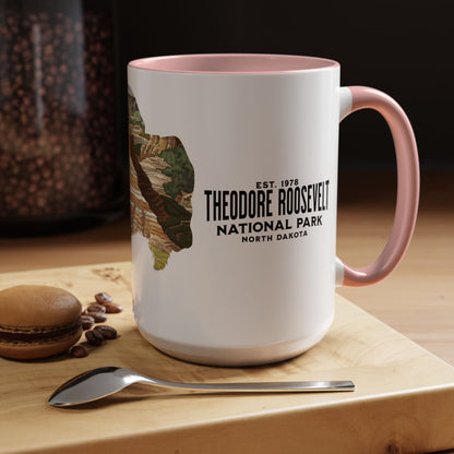 Theodore Roosevelt National Park North Dakota bison colored accent mug showing design detail or product variation