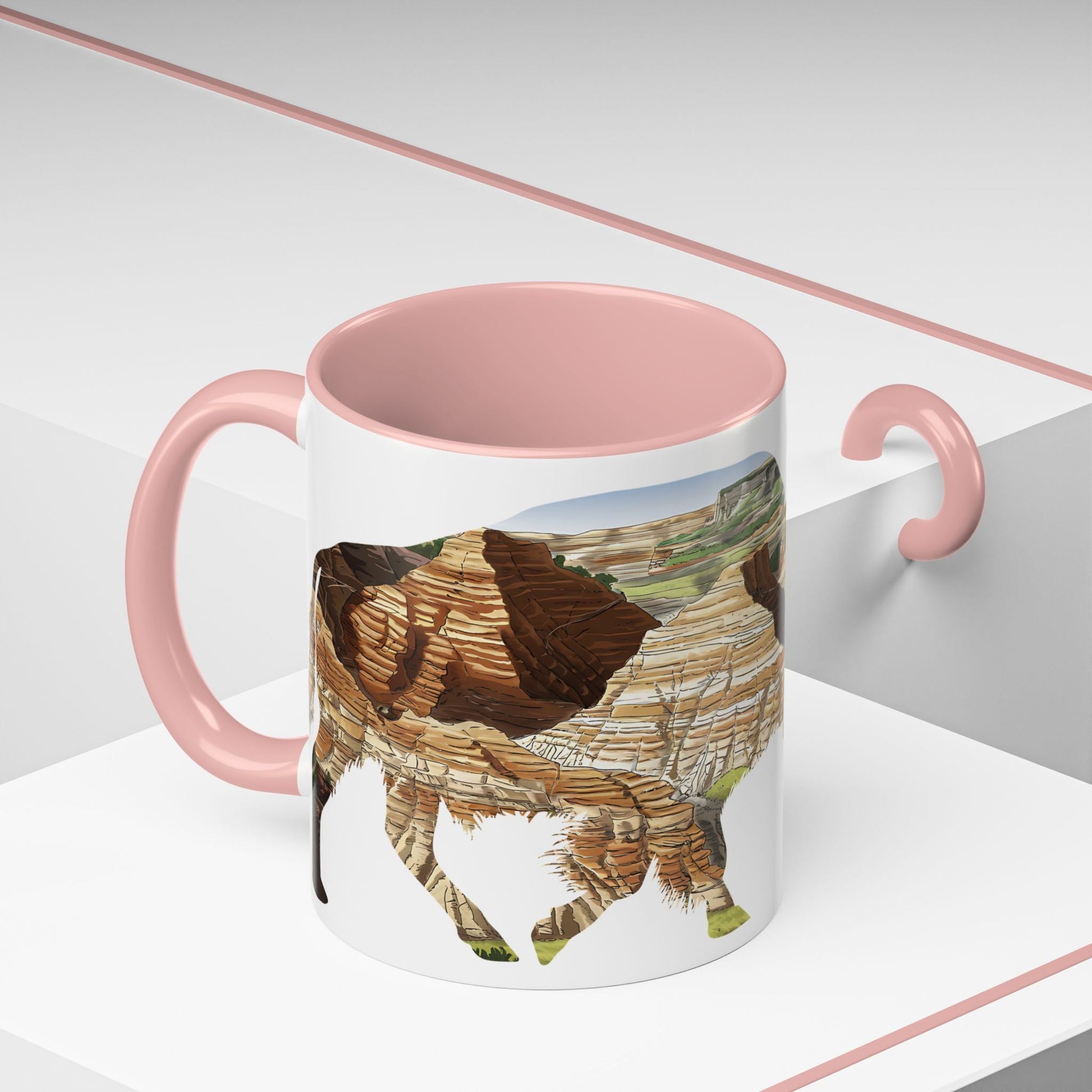 Theodore Roosevelt National Park North Dakota bison colored accent mug showing design detail or product variation