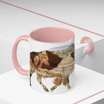 Theodore Roosevelt National Park North Dakota bison colored accent mug showing design detail or product variation